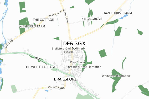 DE6 3GX map - small scale - OS Open Zoomstack (Ordnance Survey)