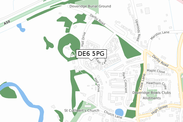 DE6 5PG map - large scale - OS Open Zoomstack (Ordnance Survey)