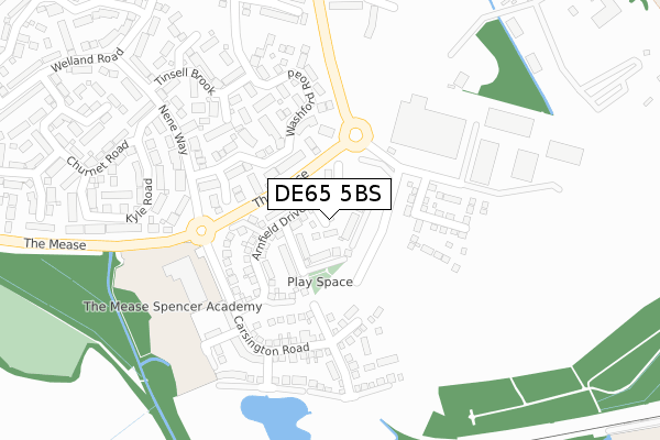 DE65 5BS map - large scale - OS Open Zoomstack (Ordnance Survey)