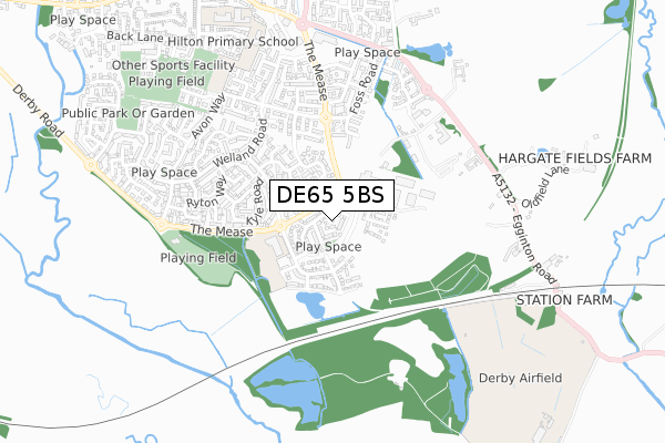 DE65 5BS map - small scale - OS Open Zoomstack (Ordnance Survey)