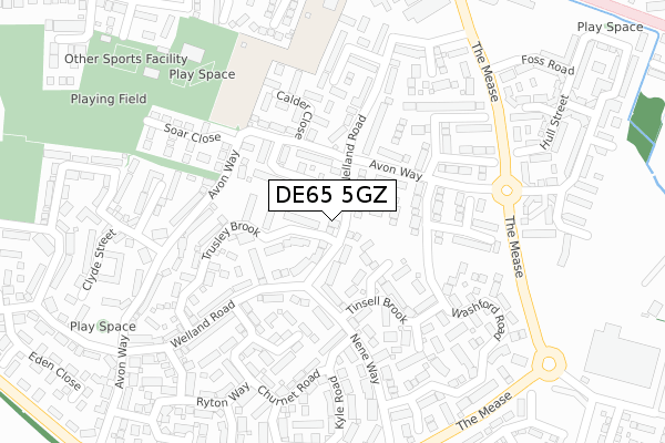 DE65 5GZ map - large scale - OS Open Zoomstack (Ordnance Survey)