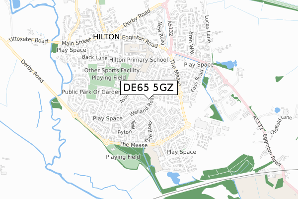 DE65 5GZ map - small scale - OS Open Zoomstack (Ordnance Survey)