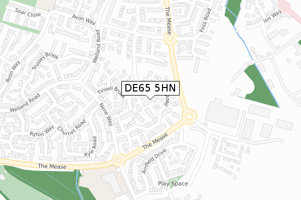 DE65 5HN map - large scale - OS Open Zoomstack (Ordnance Survey)