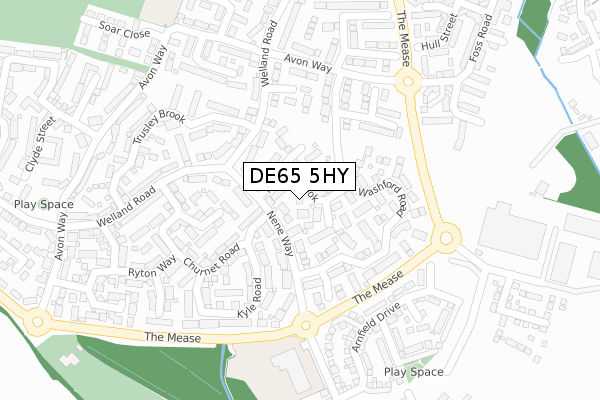 DE65 5HY map - large scale - OS Open Zoomstack (Ordnance Survey)
