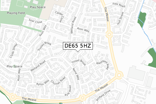 DE65 5HZ map - large scale - OS Open Zoomstack (Ordnance Survey)