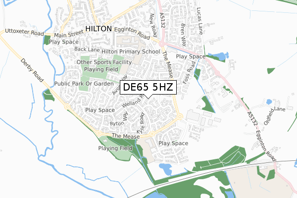 DE65 5HZ map - small scale - OS Open Zoomstack (Ordnance Survey)