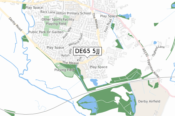 DE65 5JJ map - small scale - OS Open Zoomstack (Ordnance Survey)