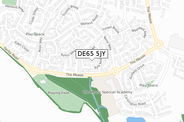 DE65 5JY map - large scale - OS Open Zoomstack (Ordnance Survey)