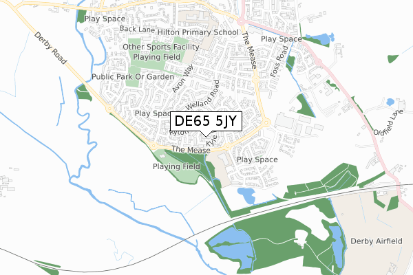 DE65 5JY map - small scale - OS Open Zoomstack (Ordnance Survey)