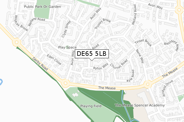 DE65 5LB map - large scale - OS Open Zoomstack (Ordnance Survey)