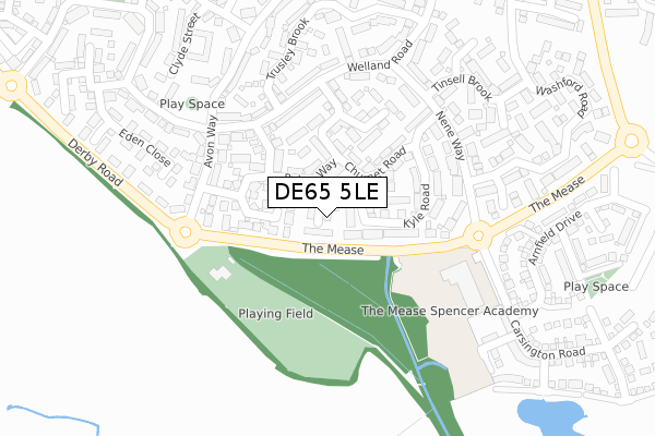 DE65 5LE map - large scale - OS Open Zoomstack (Ordnance Survey)