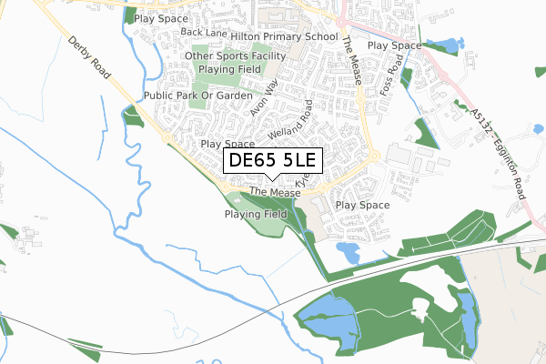 DE65 5LE map - small scale - OS Open Zoomstack (Ordnance Survey)