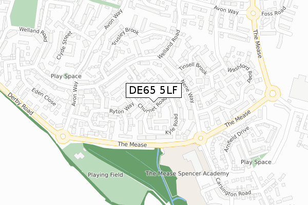 DE65 5LF map - large scale - OS Open Zoomstack (Ordnance Survey)