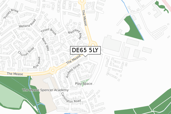 DE65 5LY map - large scale - OS Open Zoomstack (Ordnance Survey)