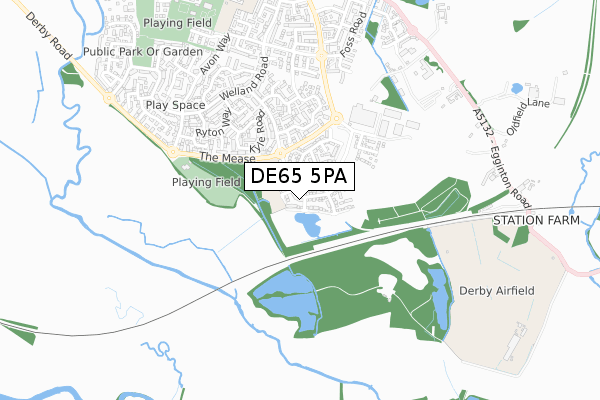 DE65 5PA map - small scale - OS Open Zoomstack (Ordnance Survey)