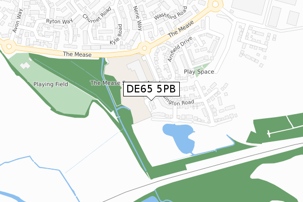 DE65 5PB map - large scale - OS Open Zoomstack (Ordnance Survey)