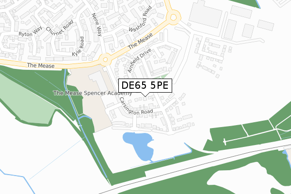 DE65 5PE map - large scale - OS Open Zoomstack (Ordnance Survey)