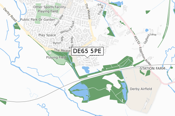 DE65 5PE map - small scale - OS Open Zoomstack (Ordnance Survey)