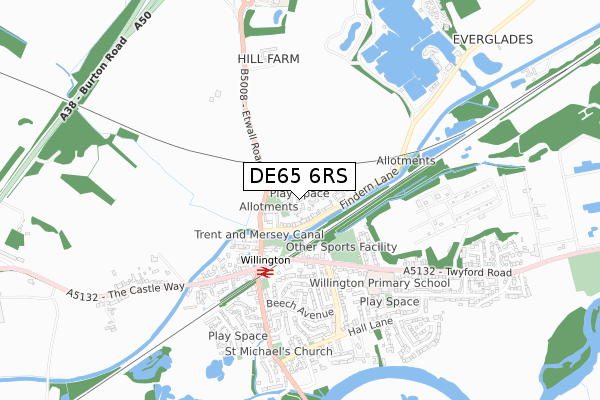 DE65 6RS map - small scale - OS Open Zoomstack (Ordnance Survey) DE65 6RS map - small scale - OS Open Zoomstack (Ordnance Survey)