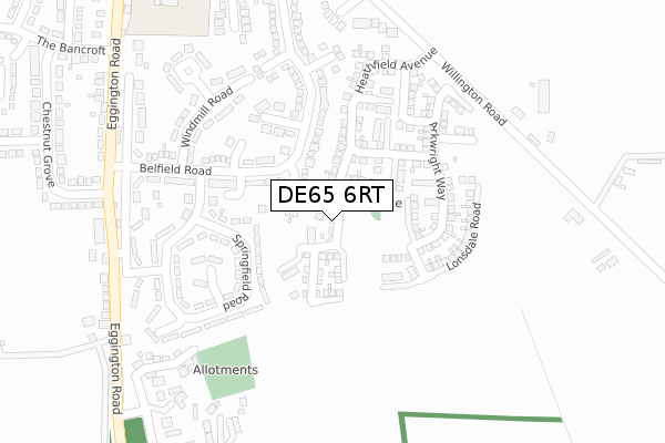 DE65 6RT map - large scale - OS Open Zoomstack (Ordnance Survey)
