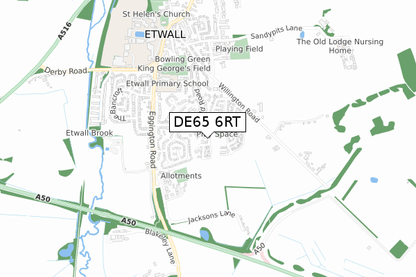 DE65 6RT map - small scale - OS Open Zoomstack (Ordnance Survey)