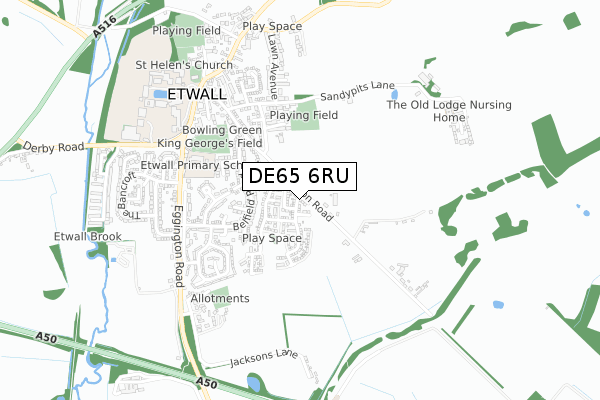DE65 6RU map - small scale - OS Open Zoomstack (Ordnance Survey) DE65 6RU map - small scale - OS Open Zoomstack (Ordnance Survey)