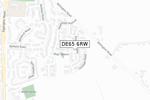 DE65 6RW map - large scale - OS Open Zoomstack (Ordnance Survey) DE65 6RW map - large scale - OS Open Zoomstack (Ordnance Survey)