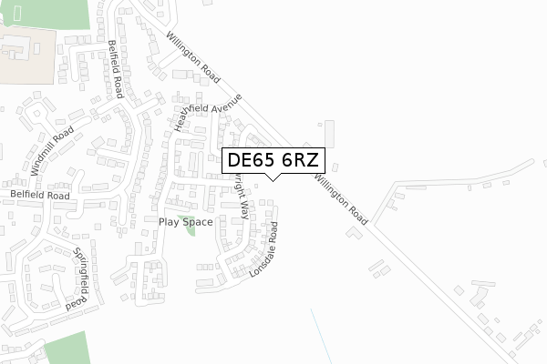 DE65 6RZ map - large scale - OS Open Zoomstack (Ordnance Survey)