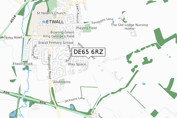 DE65 6RZ map - small scale - OS Open Zoomstack (Ordnance Survey)