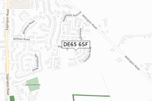 DE65 6SF map - large scale - OS Open Zoomstack (Ordnance Survey)