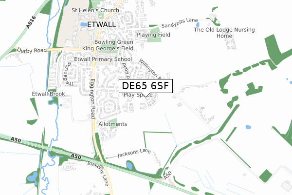 DE65 6SF map - small scale - OS Open Zoomstack (Ordnance Survey)