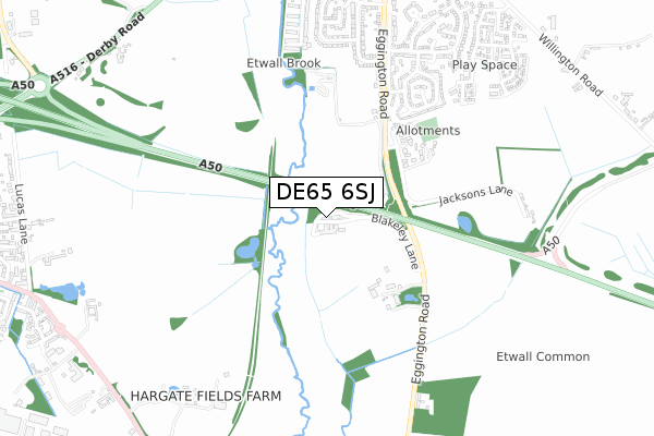 DE65 6SJ map - small scale - OS Open Zoomstack (Ordnance Survey)