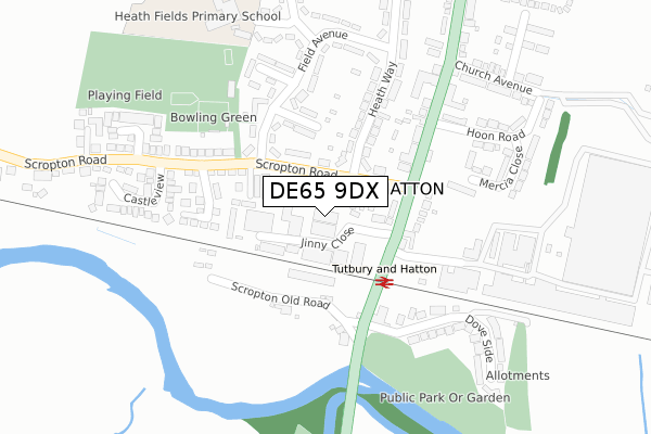 DE65 9DX map - large scale - OS Open Zoomstack (Ordnance Survey)