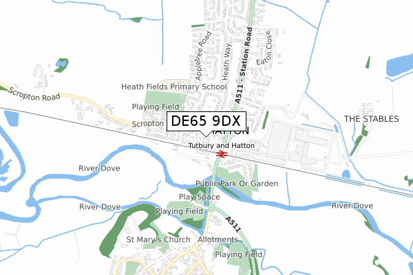 DE65 9DX map - small scale - OS Open Zoomstack (Ordnance Survey)