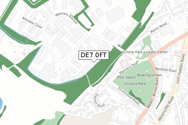 DE7 0FT map - large scale - OS Open Zoomstack (Ordnance Survey)