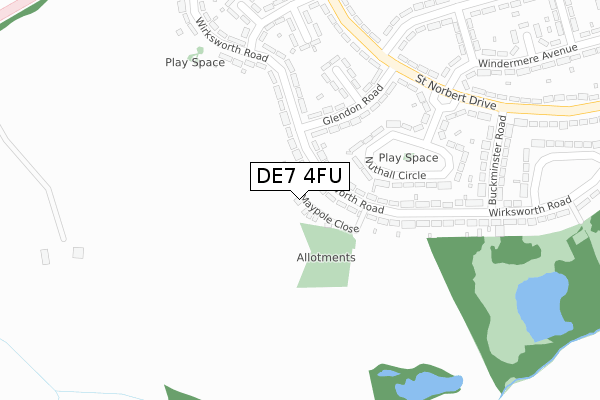 DE7 4FU map - large scale - OS Open Zoomstack (Ordnance Survey)