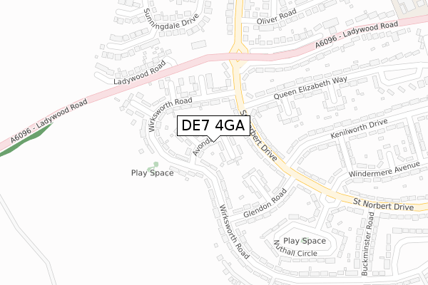 DE7 4GA map - large scale - OS Open Zoomstack (Ordnance Survey)