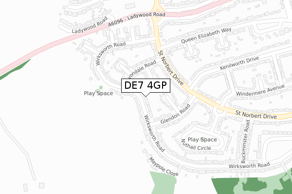 DE7 4GP map - large scale - OS Open Zoomstack (Ordnance Survey)