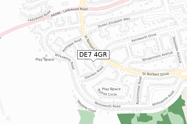 DE7 4GR map - large scale - OS Open Zoomstack (Ordnance Survey)