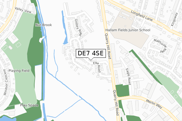 DE7 4SE map - large scale - OS Open Zoomstack (Ordnance Survey)