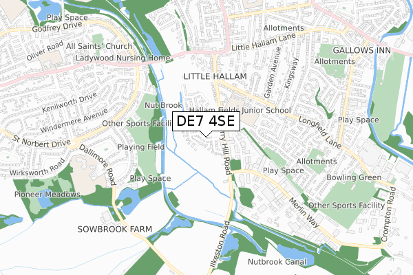 DE7 4SE map - small scale - OS Open Zoomstack (Ordnance Survey)