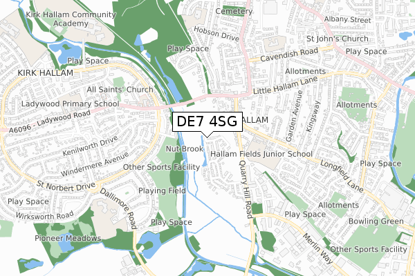 DE7 4SG map - small scale - OS Open Zoomstack (Ordnance Survey) DE7 4SG map - small scale - OS Open Zoomstack (Ordnance Survey)