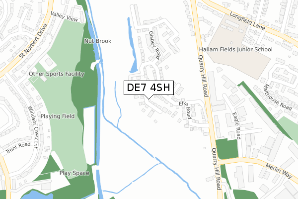 DE7 4SH map - large scale - OS Open Zoomstack (Ordnance Survey)