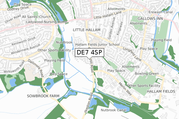 DE7 4SP map - small scale - OS Open Zoomstack (Ordnance Survey) DE7 4SP map - small scale - OS Open Zoomstack (Ordnance Survey)