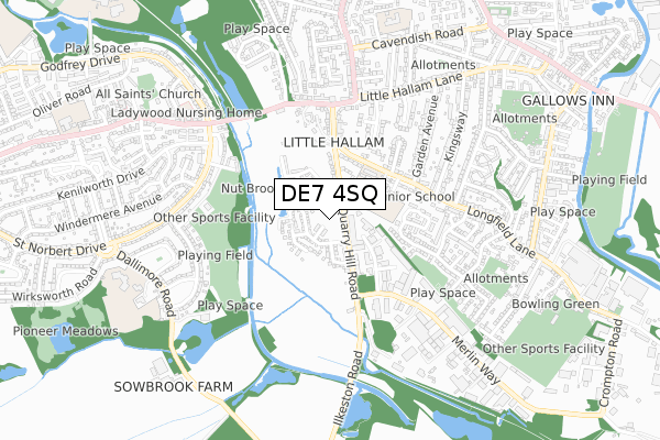 DE7 4SQ map - small scale - OS Open Zoomstack (Ordnance Survey) DE7 4SQ map - small scale - OS Open Zoomstack (Ordnance Survey)