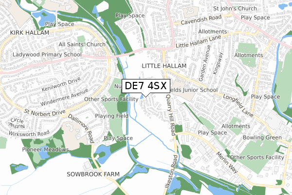 DE7 4SX map - small scale - OS Open Zoomstack (Ordnance Survey) DE7 4SX map - small scale - OS Open Zoomstack (Ordnance Survey)