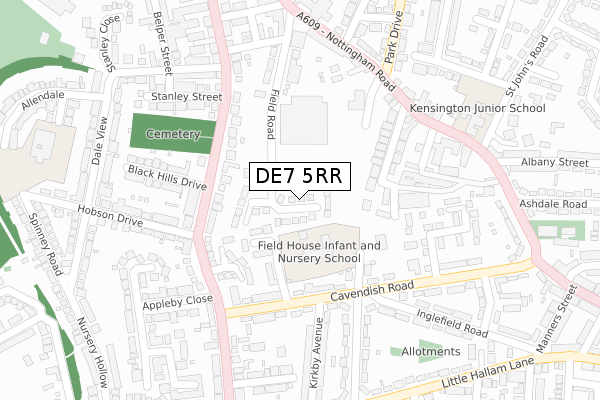 DE7 5RR map - large scale - OS Open Zoomstack (Ordnance Survey)