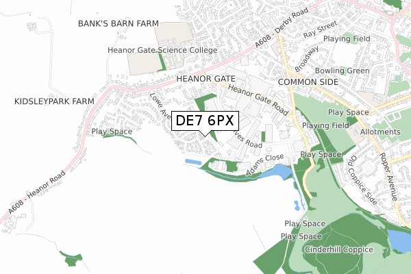 DE7 6PX map - small scale - OS Open Zoomstack (Ordnance Survey)