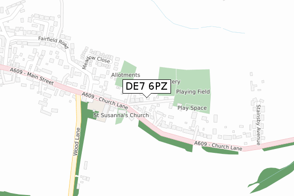 DE7 6PZ map - large scale - OS Open Zoomstack (Ordnance Survey)