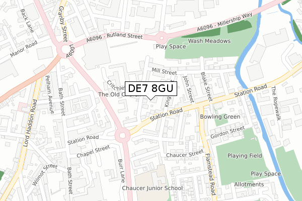 DE7 8GU map - large scale - OS Open Zoomstack (Ordnance Survey)